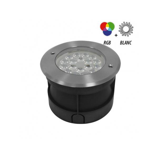 Spot encastrable LED étanche IP68 Inox 304 RGBW + blanc 9W rond extérieur  et piscine
