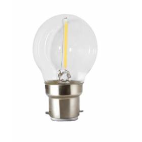 Ampoule Guinguette plastique transparent B22 1W filament LED blanc chaud G45