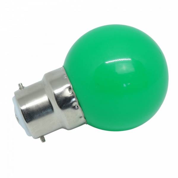 Ampoule led plastique B22 1W Verte pour guirlande guinguette qualité professionnelle