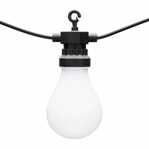 guirlande lumineuse guinguette câble noir 5.5M 10 ampoules blanches Led blanc satiné connectable