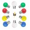 Lot de 10 Ampoules Guinguette Multicolores et blanc chaud LED 1W B22 à baïonnettes plastique professionnelle
