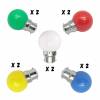 Lot de 10 Ampoules Guinguette B22 1W Multicolores et blanc chaud LED à baïonnettes plastique professionnelle