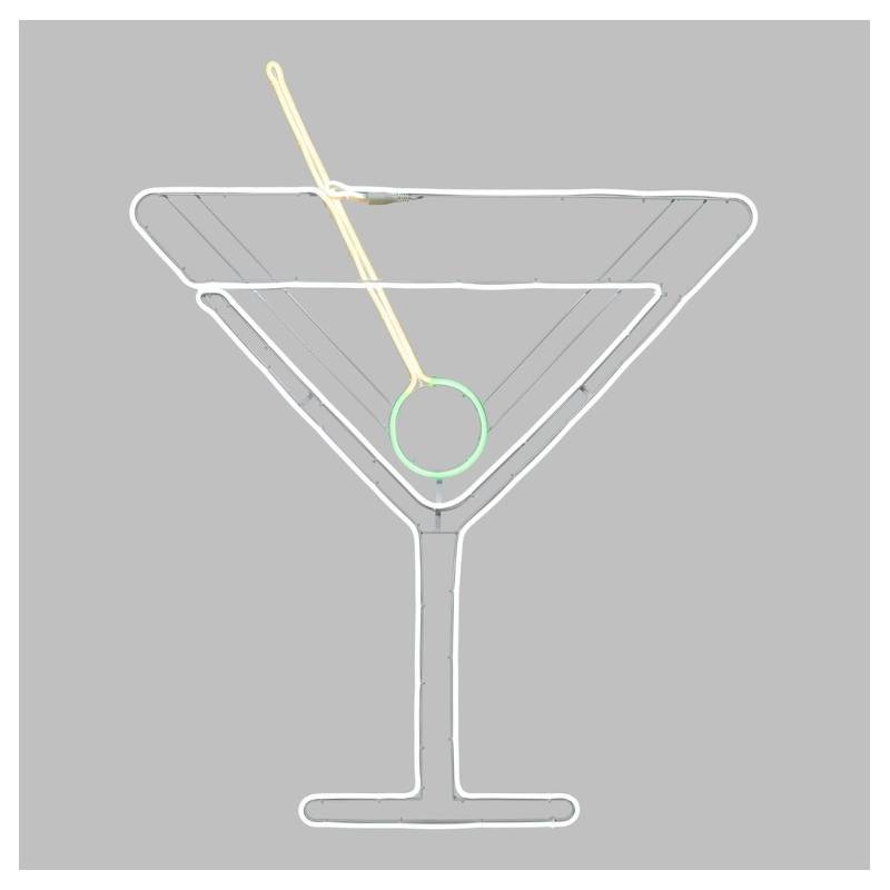 Lampe néon verre cocktail avec olive professionnel