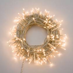 Guirlande lumineuse 12M 180 mini LED blanc chaud lumière fixe câble transparent