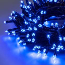 Guirlande extérieure 12,8M 320 LED bleu 8 jeux de lumière câble vert 31V IP44