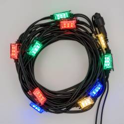 Guirlande stroboscopique 10 lampes multicolore flash prolongeable 230V IP67 professionnelle