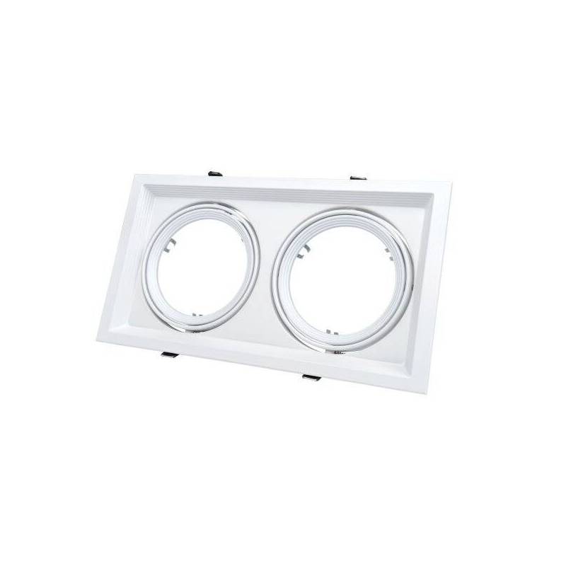Support Spot encastrable AR111 2 lampes rectangulaire blanc orientable 330X180 mm 