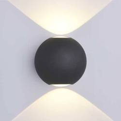 Applique murale extérieur LED noir Blanc chaud ronde IP54 6W professionnelle 