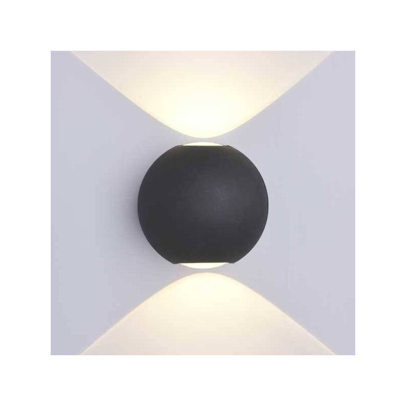 Applique murale extérieur LED noir Blanc chaud ronde IP54 6W