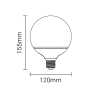 Ampoule LED E27 Globe G120 mm 15W 2700k blanc chaud professionnelle 