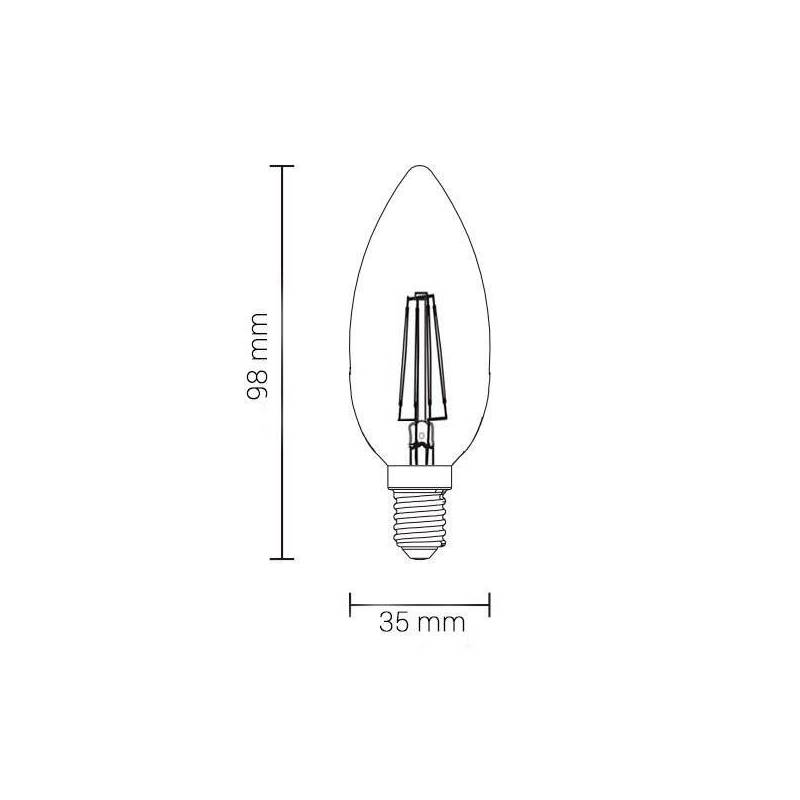 Ampoule bougie E14 C35 4W 2700k filament dimmable blanc chaud 