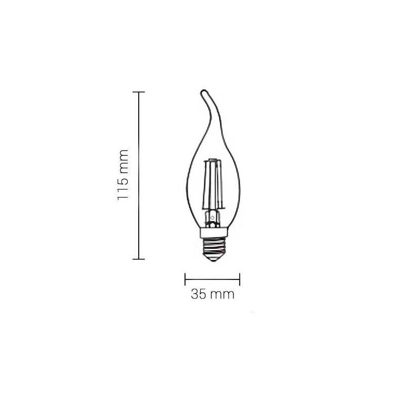 Ampoule bougie E14 C35 flamme 4W 2700k filament blanc chaud 