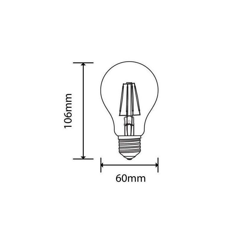 Ampoule LED A60 4W E27 2700k filament blanc chaud professionnelle 