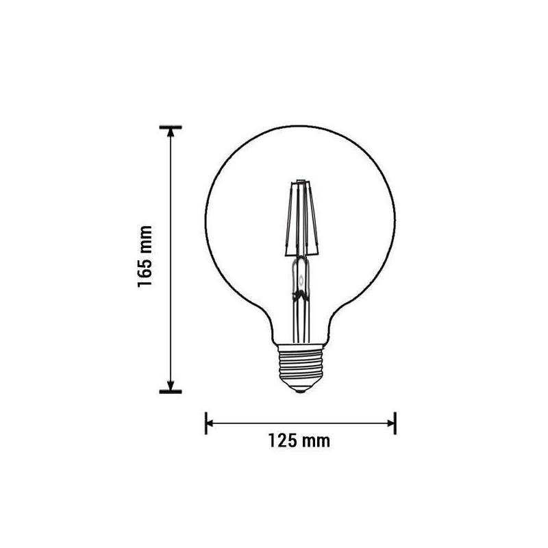 Ampoule LED G125 mm 4W E27 2700k filament blanc chaud professionnelle 
