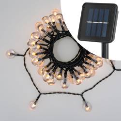 Guirlande lumineuse Solaire 5m 50 boules filament LED blanc chaud 8 modes