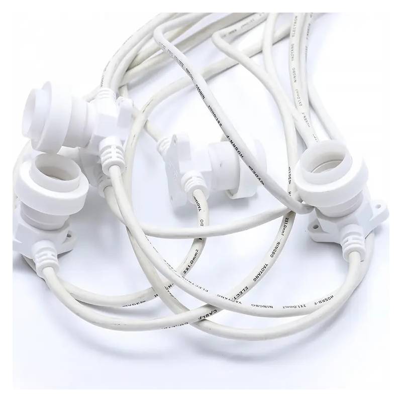 Guirlande Guinguette cable blanc 10m 20 douilles E27 connectable professionnelle