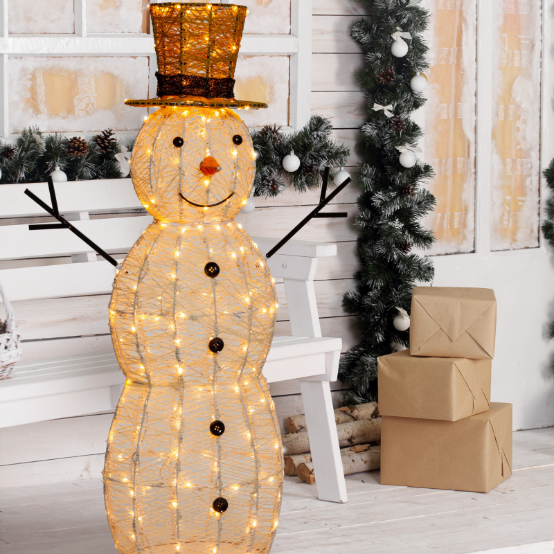 Bonhomme de neige lumineux 3D H105cm 220 LED ambré fixe Timer extérieur Smart Connect 31V professionnel