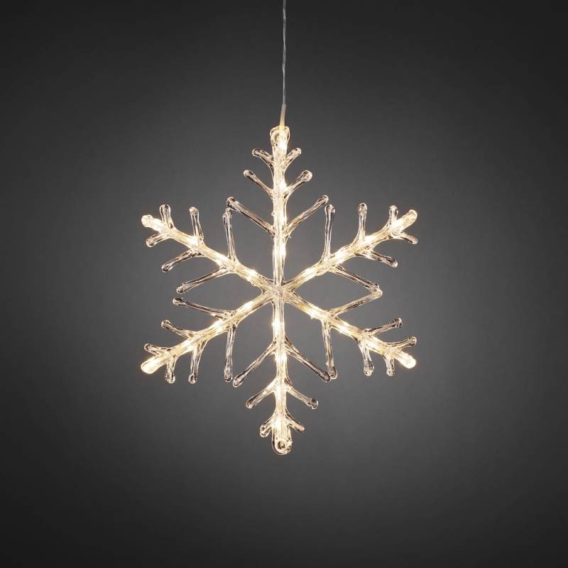 Flocon lumineux 2D 6 branches 40cm 24 LED blanc chaud acrylique 24V câble transparent