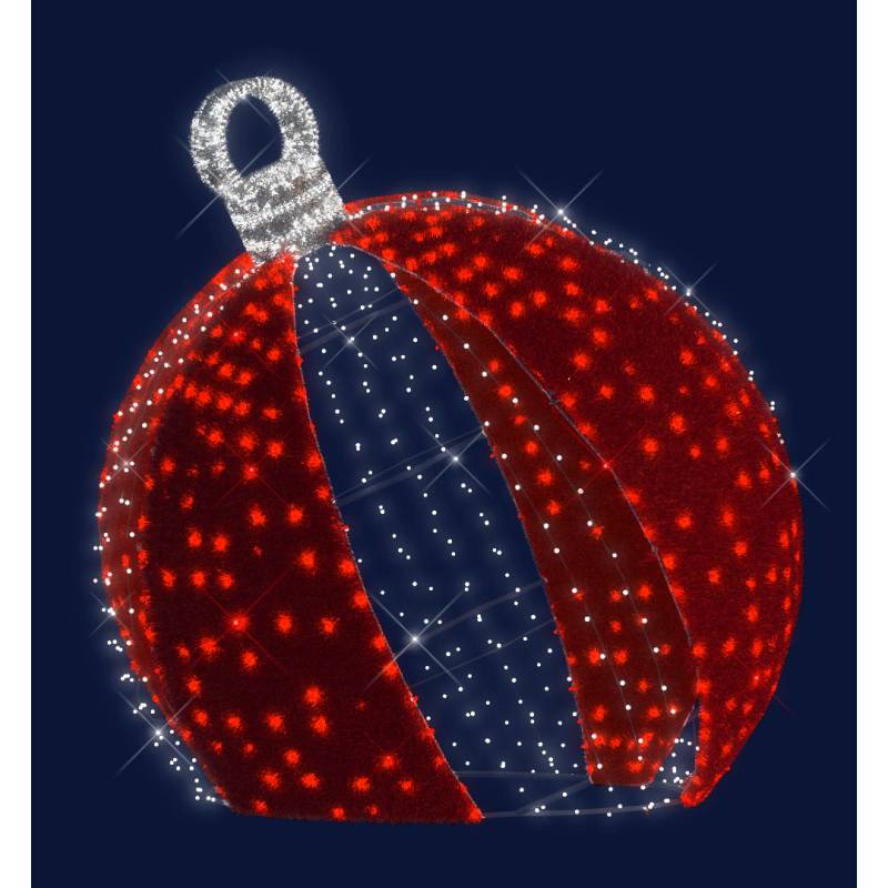 Occasion Décor géant lumineux boule de Noël 3D H3m LED rouge et blanc froid scintillantes 24V