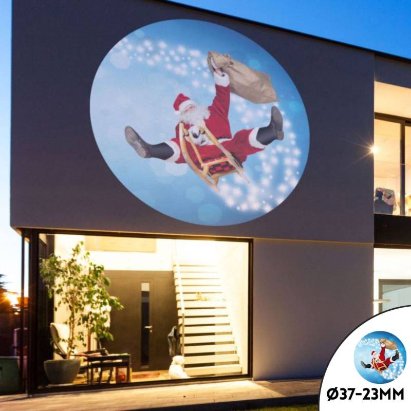 Gobo Ø37-23mm Père Noël volant en luge uniquement pour Projecteurs LED Professionnels