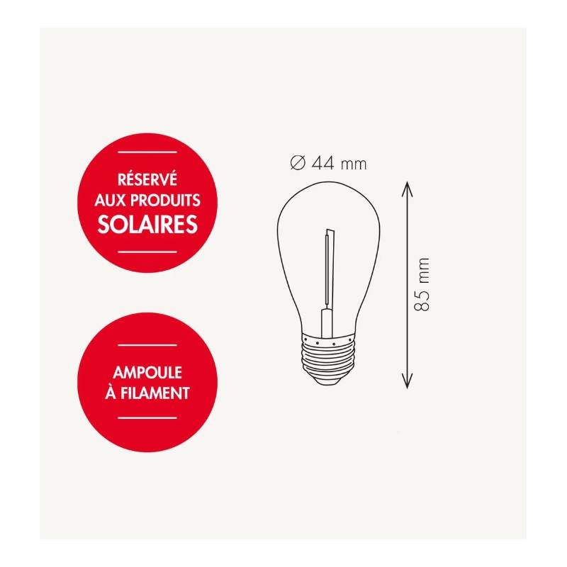 Ampoule led Filament E27 Spécial Lanterne Solaire - 3V - 2700K Ambrée –