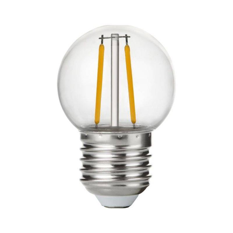 Ampoule Guinguette Plastique transparent 2W filament LED E27 Blanc Chaud 2700K G45