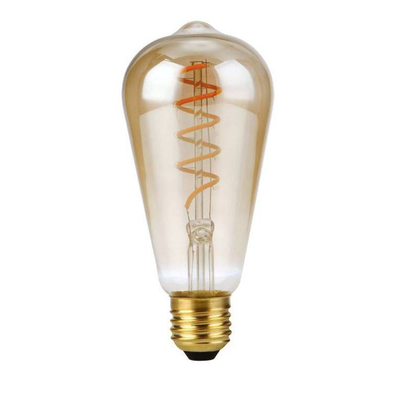 Ampoule LED Vintage spirale 4W Dimmable E27 verre ambrée ST64 blanc très chaud 2000k