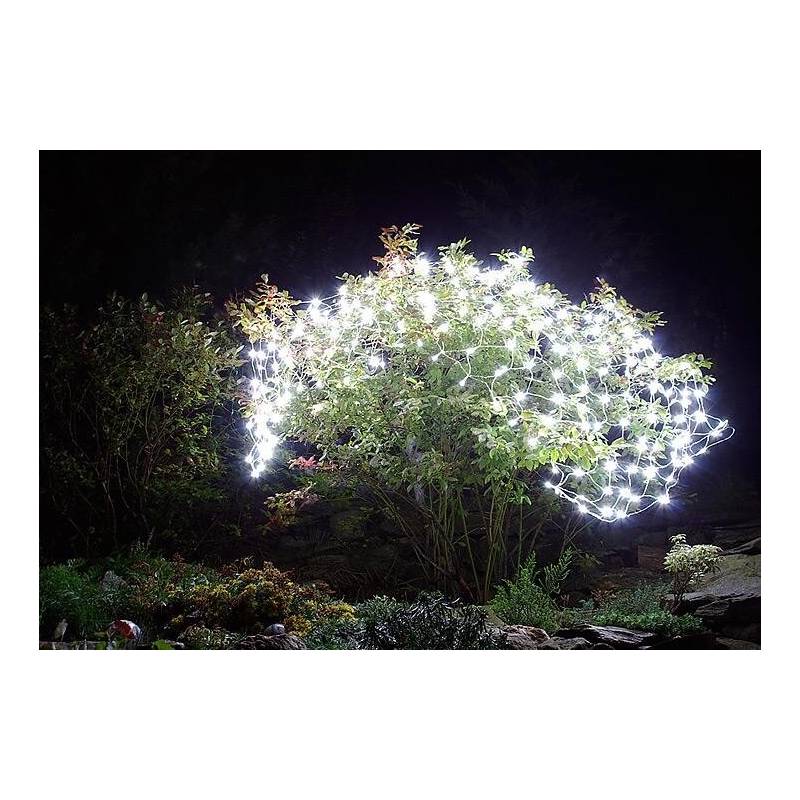 Filets lumineux led blanc froid câble transparent pour jardin terrasse arbre