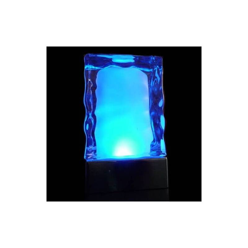 Lot de 2 centres de table iceberg  lumineux LED changement de couleur rechargeable télécommande en verre professionnel