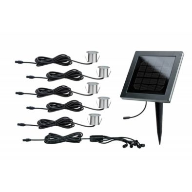 Kit 5 mini spots extérieur sol système alimentation solaire