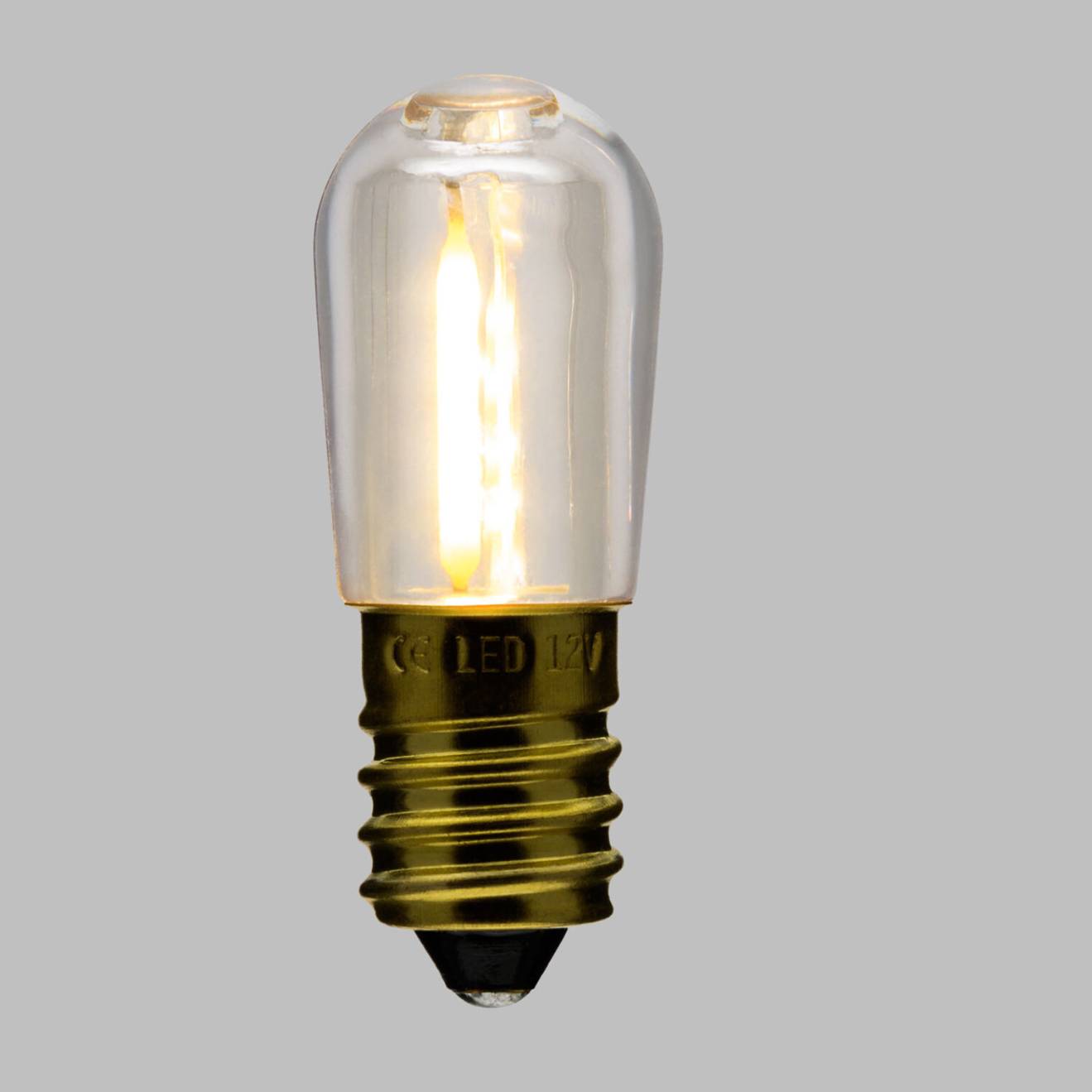 Lot de 20 ampoules E14 Guinguette plastique filament 12V blanc chaud 0,15W