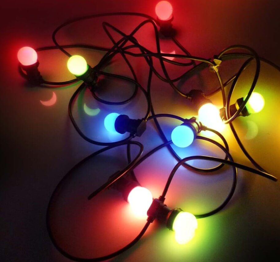 Guirlande guinguette extérieure lumineuse 20 ampoules B22 RGB 10m