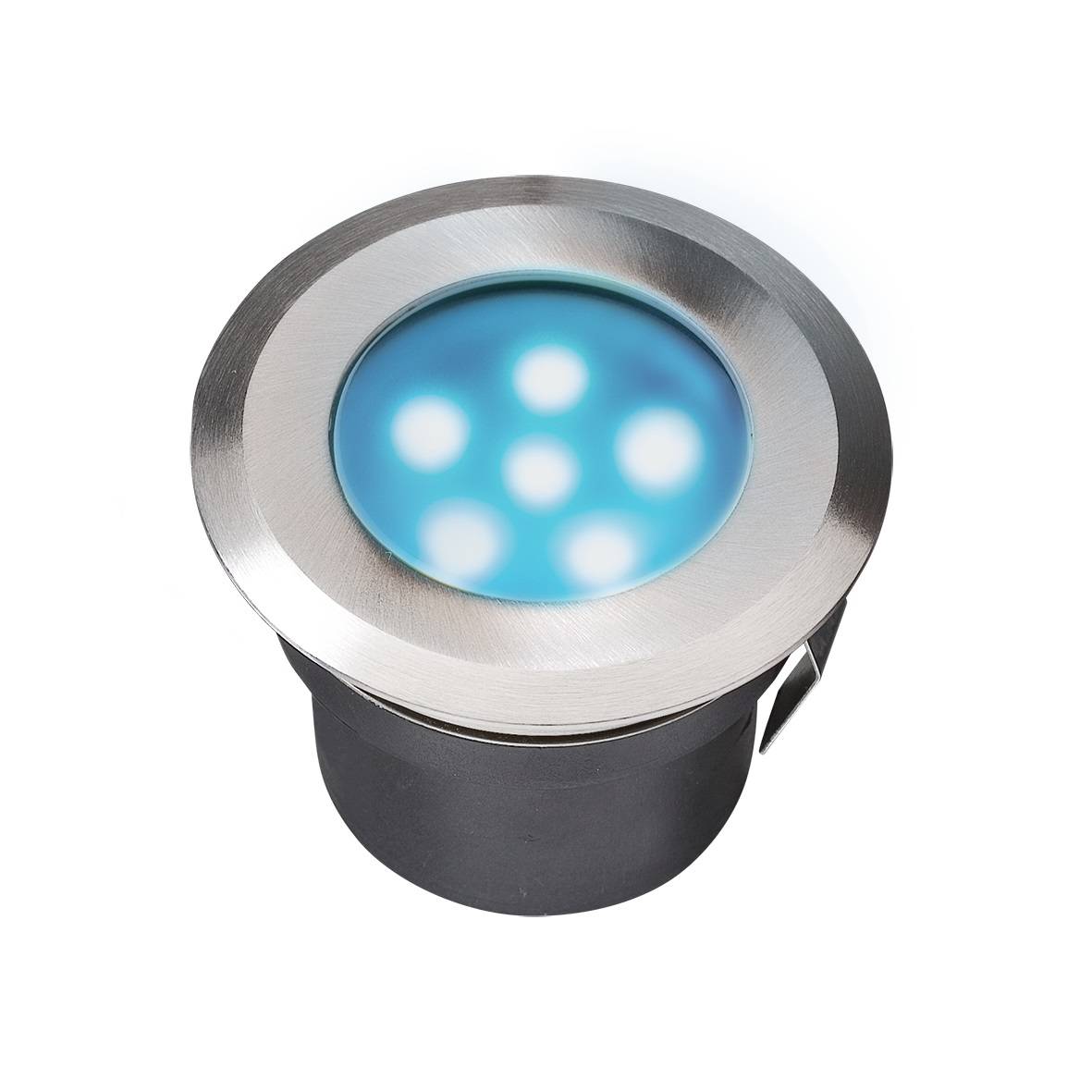 Spot encastrable LED 1W IP67 rond bleu Inox 316 12V Garden Pro