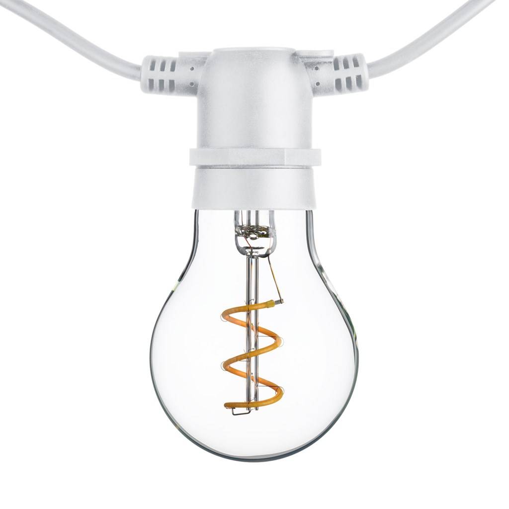 Ampoule LED à filament spirale vintage pour guirlande 36V basse tension  0.4W blanc chaud verre