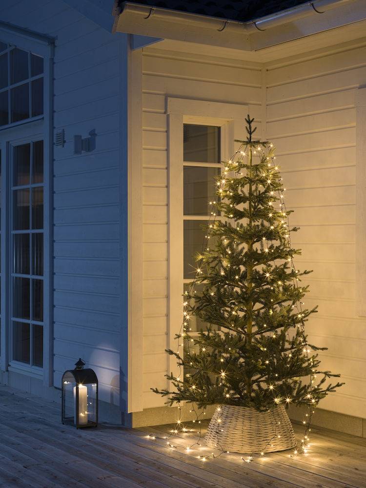 Guirlande lumineuse pour sapin Noël connectée h240cm 240 LED ambré câble  noir IP44 24V Konstsmide
