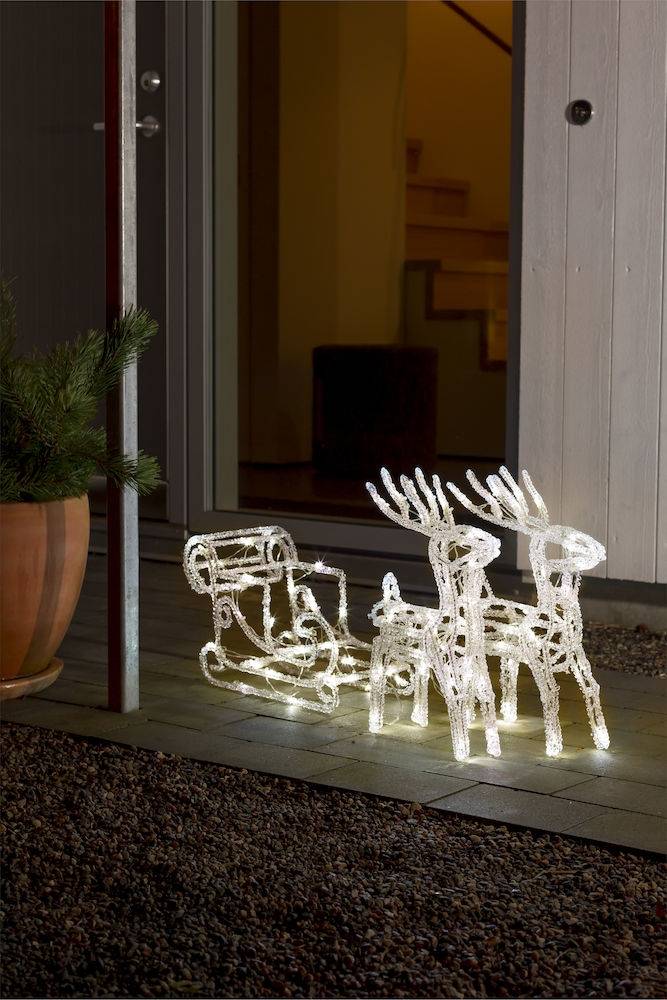 2 Rennes lumineux de Noël blanc chaud scintillement acrylique 42CM