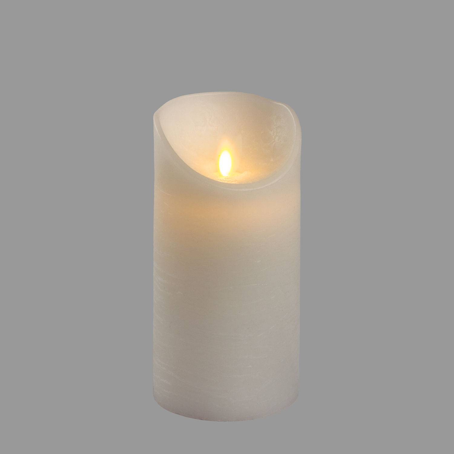 Bougie LED flamme oscillante cire rustique blanche à piles H15cm