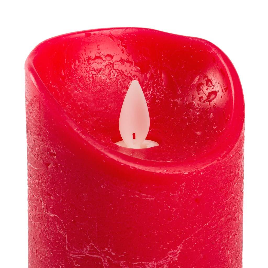 Set de bougies de cire LED 3 pièces rouge 7,5 cm Ø, 15/12,5/10 cm de haut