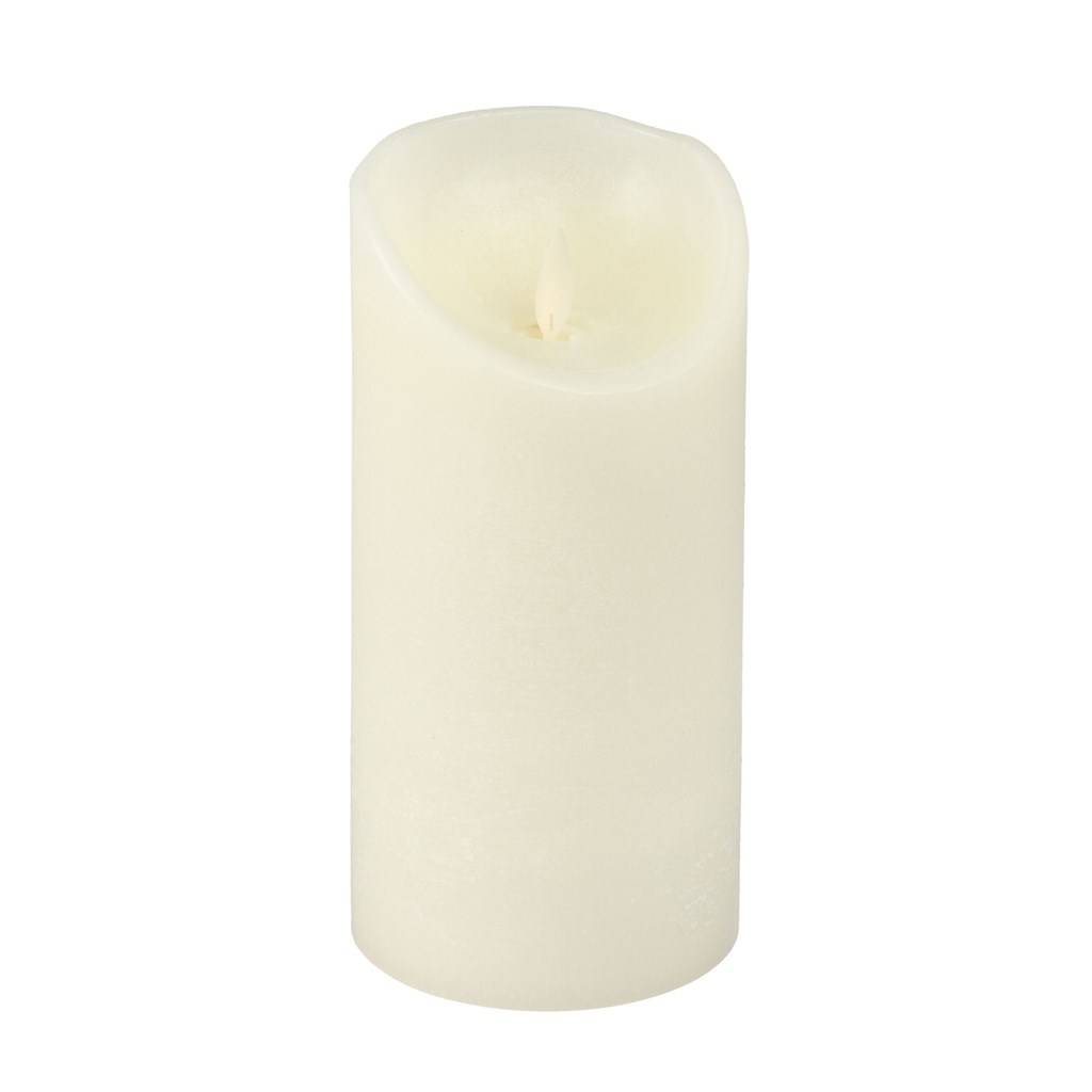 Bougie lumineuse LED cylindrique en cire ivoire flamme vacillante piles  18cm Timer blanc chaud
