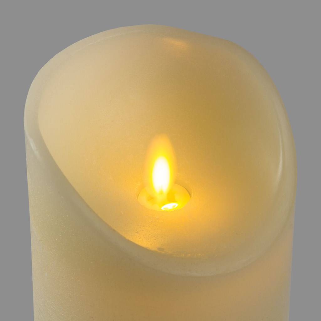 Bougie lumineuse en cire blanc fil argenté flamme 3D minuterie 17.8 cm 10  LED blanc chaud