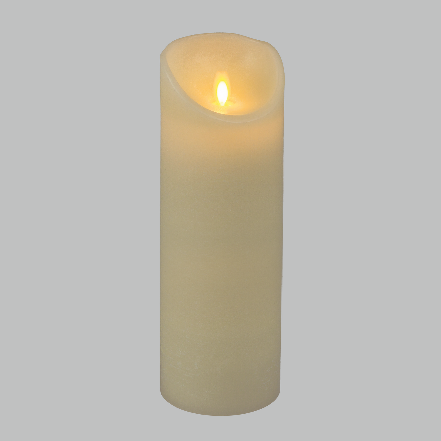 Bougie LED en cire Ivoire Flamme en mouvement vacillante à piles H28cm  large 9cm Timer Blanc
