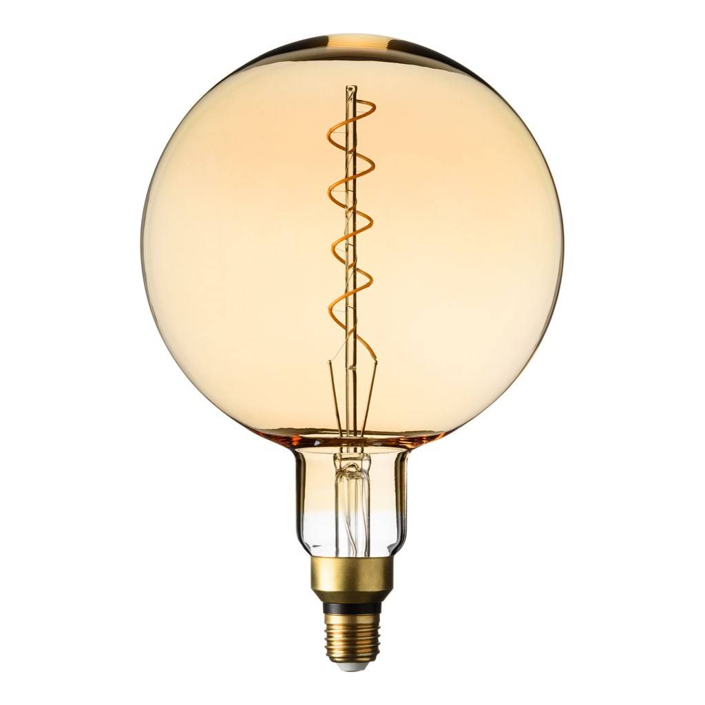 Ampoule vintage filament spirale 200mm verre ambrée 4W blanc chaud culot E27