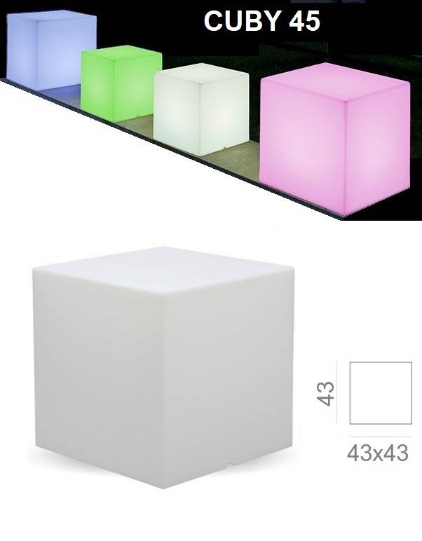 Cube lumineux exterieur solaire ou rechargeable CUBY 45 blanc LED