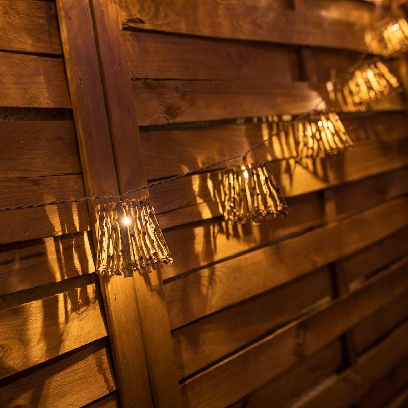 Guirlande lumineuse bambou rotin Cancun câble jute 5M 10 lampes