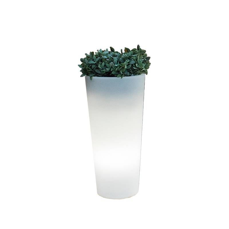 Pot de fleur extérieur lumineux cylindre FICUS 60 LED blanc froid 9L