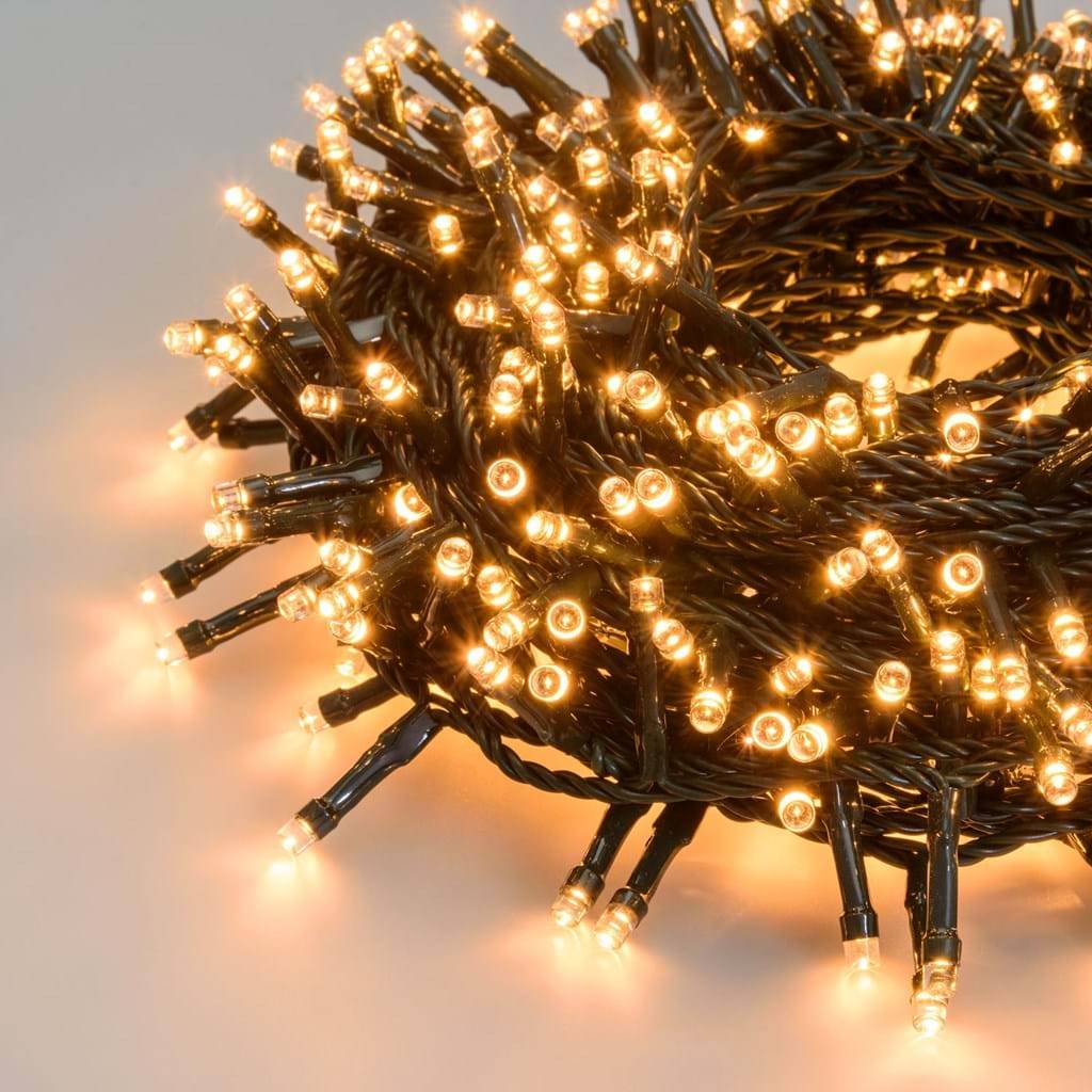 Guirlande lumineuse extérieure 24,5M LED ambré 8 jeux câble vert
