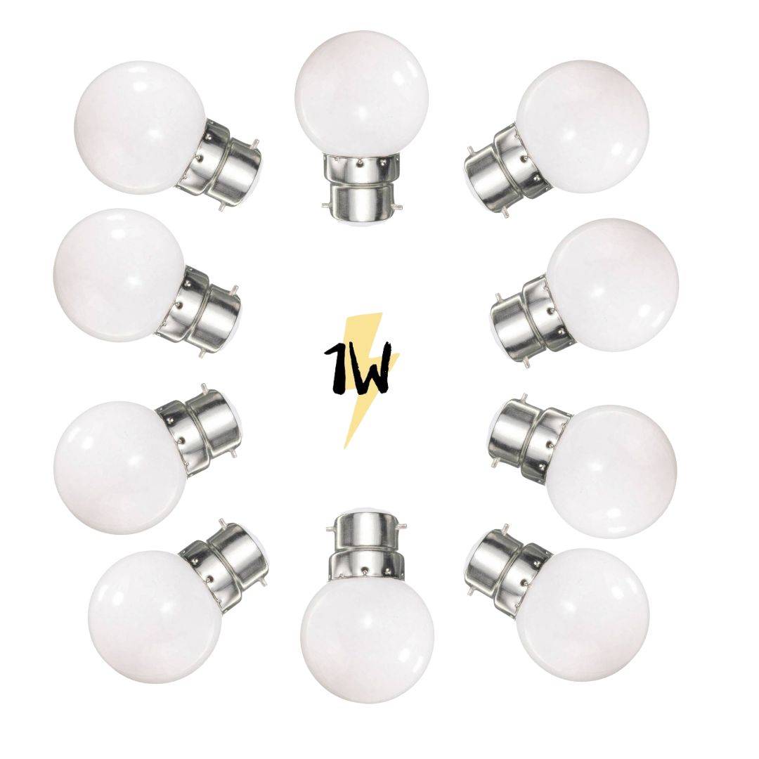 Lot de 10 Ampoules B22 plastique 1W LED Blanc chaud G45 pour guirlande  guinguette professionnelle