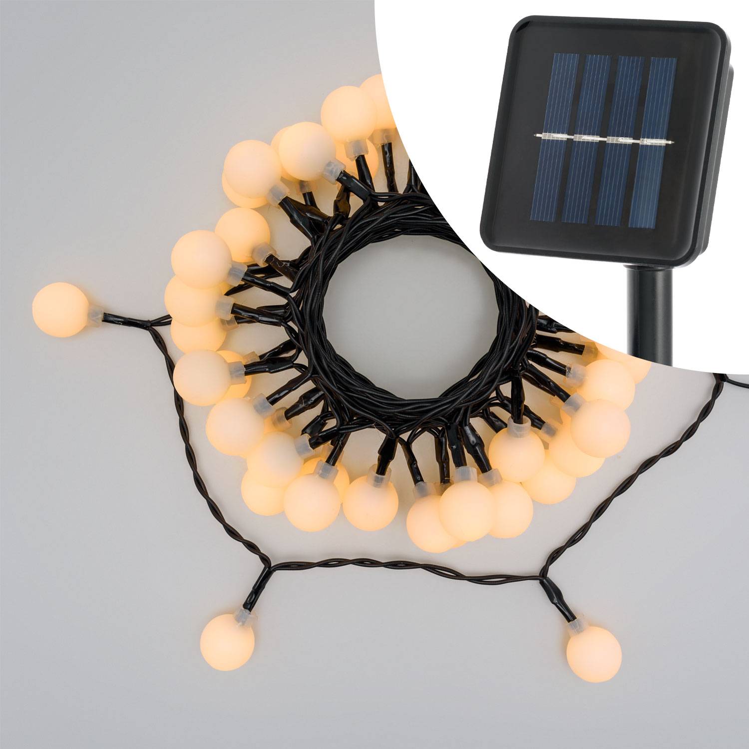 Guirlande guinguette solaire et rechargeable USB 5M ALLEGRA 10 ampoules LED  blanc chaud câble blanc extérieur