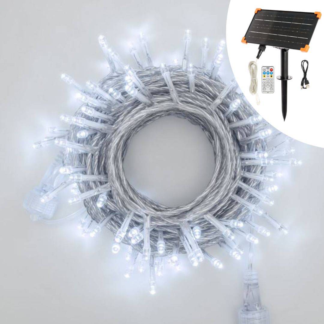 Guirlande lumineuse LED PRO 20m 200 LED blanc chaud câble blanc