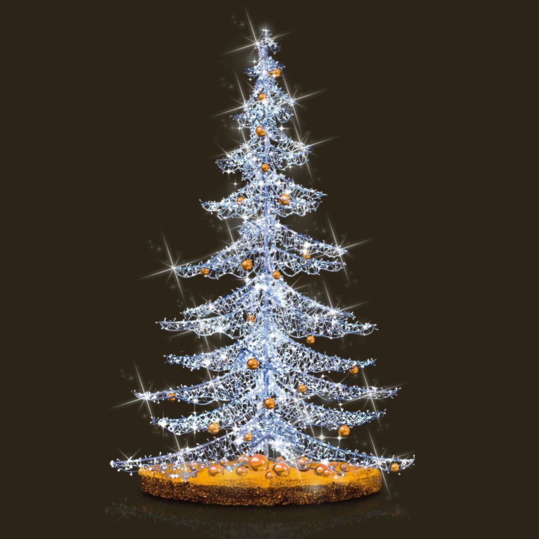 Décor monumental sapin de Noël 3D lumineux et scintillant